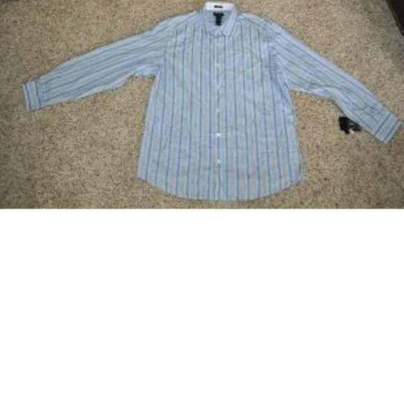 Mens Dress Shirt Blue Striped XL Long Sleeve Point Collar Axcess Chest Pocket - Picture 1 of 3